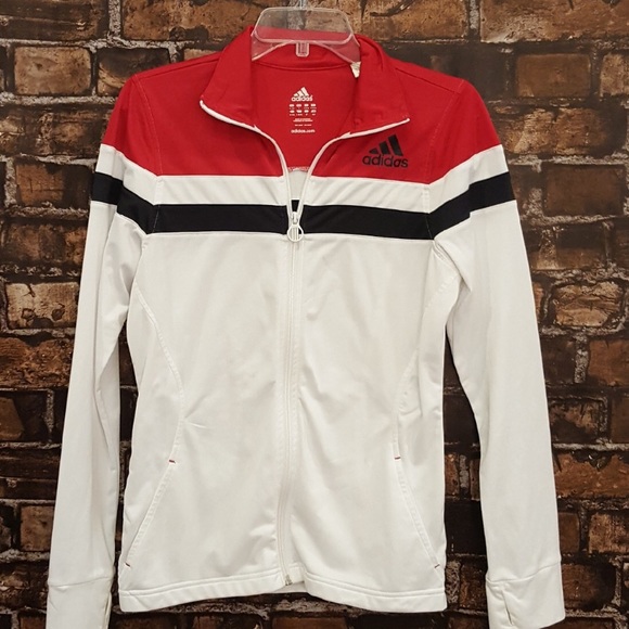 red and black adidas jacket womens